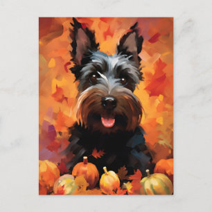 Scottish Terrier Autumn Thanksgiving  Postcard
