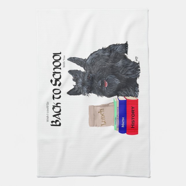 Scottish Terrier Back to School Kitchen Towel (Vertical)
