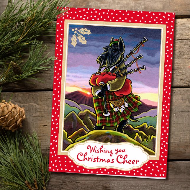 Scottish Terrier Bagpipes Custom Christmas Card (Creator Uploaded)