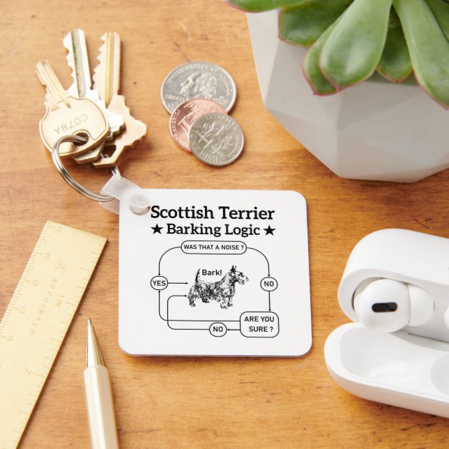 Scottish Terrier Barking Logic Funny Dog Sarcastic Keychain (Desk)