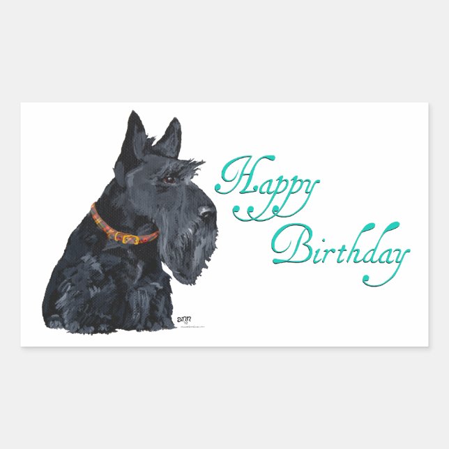 Scottish Terrier Birthday Card Sticker (Front)