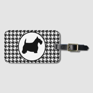 Scottish Terrier Black and White Houndstooth Luggage Tag