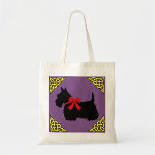 Scottish Terrier black, gold cletic braid, bow Tote Bag