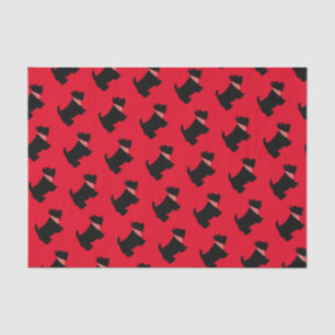 Scottish Terrier Black Scottie Dog Plaid Scarf Red Tissue Paper