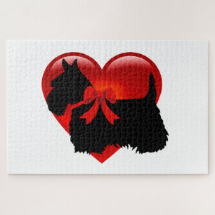 Scottish Terrier black sihouette heart/1014 piece Jigsaw Puzzle