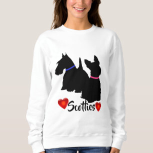 Scottish Terrier/black silhouette pink/blue collar Sweatshirt