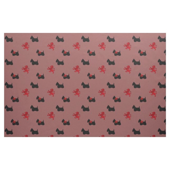 Scottish Terrier black silhouette/Rampant lion Fabric (Fat Quarter)