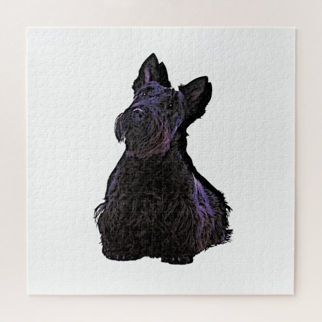 Scottish Terrier black silhouette with shadow Jigsaw Puzzle (Horizontal)