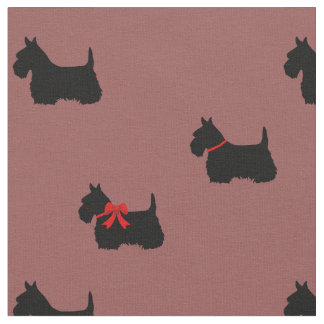 Scottish Terrier black silhouette/zazzle maroon Fabric