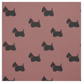 Scottish Terrier black silhouette/zazzle maroon Fabric