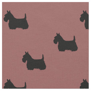 Scottish Terrier black silhouette/zazzle maroon Fabric