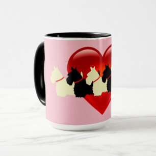 Scottish Terrier black silhouette, zazzle pink Mug