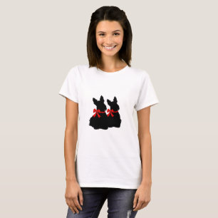 Scottish Terrier black sitting/silhouette/red bow T-Shirt