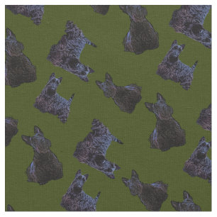 Scottish Terrier black sitting/standing/Odee green Fabric