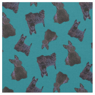 Scottish Terrier black sitting/standing/zaz blue Fabric