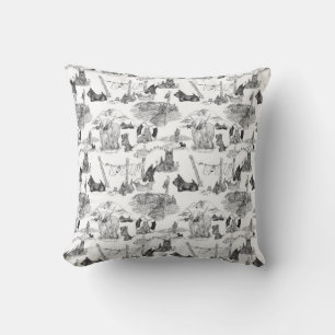 SCOTTISH TERRIER Black Toile Throw Pillow