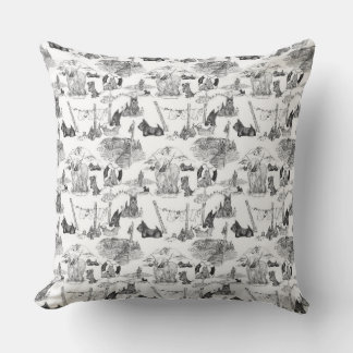 SCOTTISH Terrier Black Toile Throw Pillow