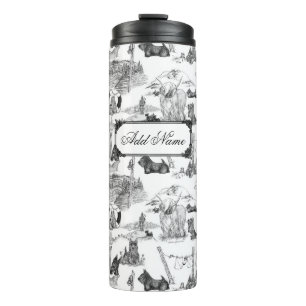 SCOTTISH Terrier Black Toile w/Custom Name Thermal Tumbler