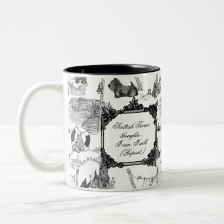 SCOTTISH Terrier Black Toile w/Customization Two-Tone Coffee Mug
