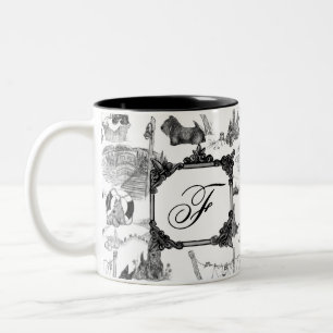 SCOTTISH Terrier Black Toile w/Monogram Two-Tone Coffee Mug