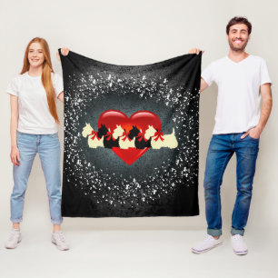Scottish Terrier, black/wheaten,heart,snow, silver Fleece Blanket