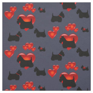 Scottish Terrier black/wheaten silhouette heart Fabric