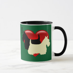 Scottish Terrier black/wheaten silhouette heart Mug
