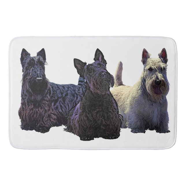 Scottish Terrier black/wheaten trio, black dog Bath Mat (Front)
