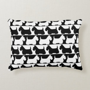 Scottish Terrier black/white stripe, Highland dog Accent Pillow