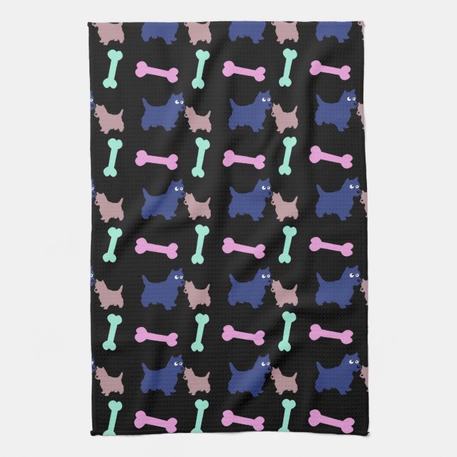 Scottish Terrier Bones choose colour Dog Towel 3 (Vertical)