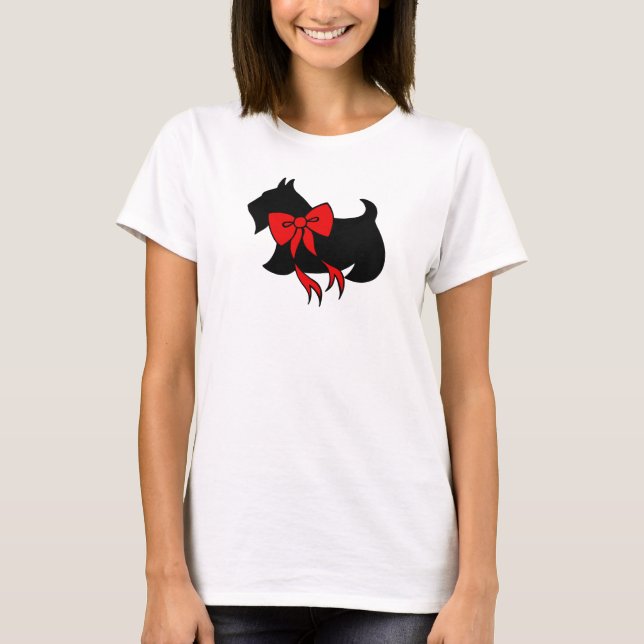 Scottish Terrier Bow Christmas Nightgown T Shirt (Front)