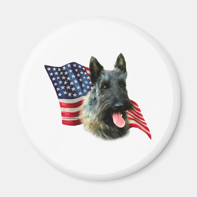 Scottish Terrier (brindle) Flag Magnet (Front)