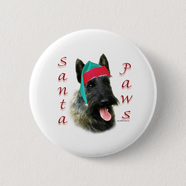 Scottish Terrier (brindle) Santa Paws 2 Inch Round Button (Front)