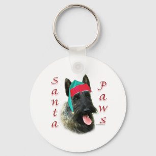 Scottish Terrier (brindle) Santa Paws Keychain