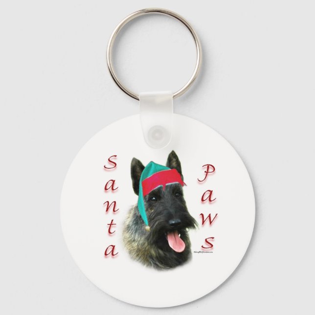 Scottish Terrier (brindle) Santa Paws Keychain (Front)