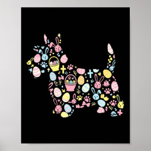 Scottish Terrier Bunny Easter Egg Easter Day Women Poster