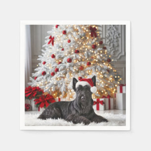 Scottish Terrier By Christmas Tree Napkin