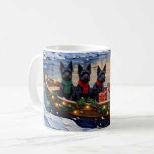 Scottish Terrier Christmas Boat Holiday Coffee Mug