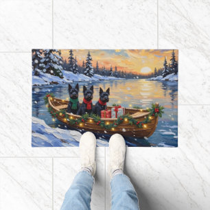 Scottish Terrier Christmas Boat Holiday Doormat
