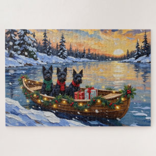 Scottish Terrier Christmas Boat Holiday Jigsaw Puzzle