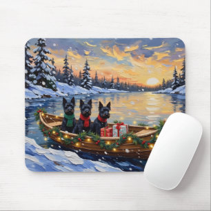 Scottish Terrier Christmas Boat Holiday Mouse Pad