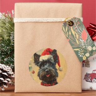 Scottish Terrier Christmas Classic Round Sticker