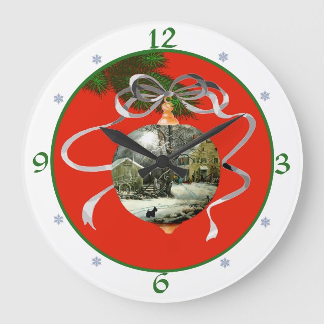 Scottish Terrier Christmas Clock (Front)