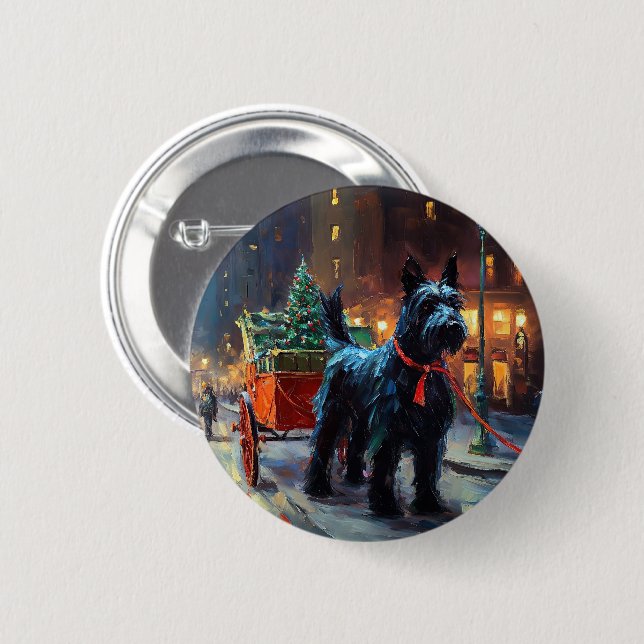 Scottish Terrier Christmas Festive Season  2 Inch Round Button (Front & Back)
