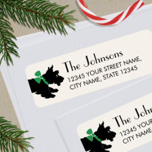 Scottish Terrier Christmas Green Return Address