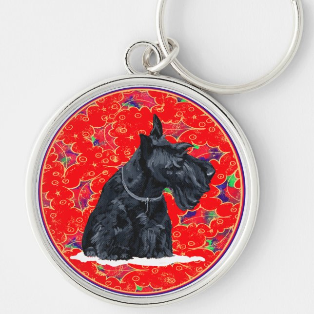 Scottish Terrier Christmas Keychain (Front)