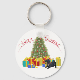Scottish Terrier Christmas Keychain