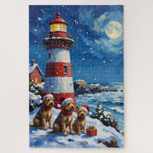 Scottish Terrier Christmas Lighthouse Holiday Jigsaw Puzzle