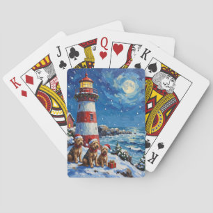 Scottish Terrier Christmas Lighthouse Holiday Playing Cards