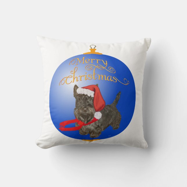 Scottish Terrier Christmas Ornament Throw Pillow (Front)
